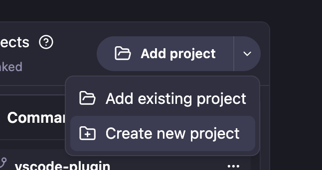 Add project button in Projects panel