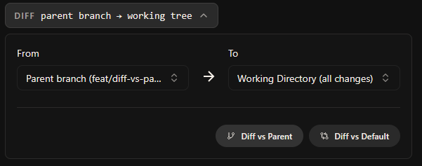 Diff vs Parent button in diff viewer toolbar