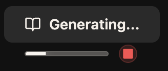 Generating indicator with a distinct red stop button