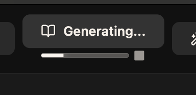 Generating indicator with a muted grey cancel square